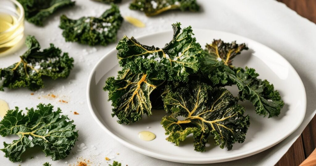 if you’re craving a crunchy snack while watching your calories, kale chips are the perfect solution